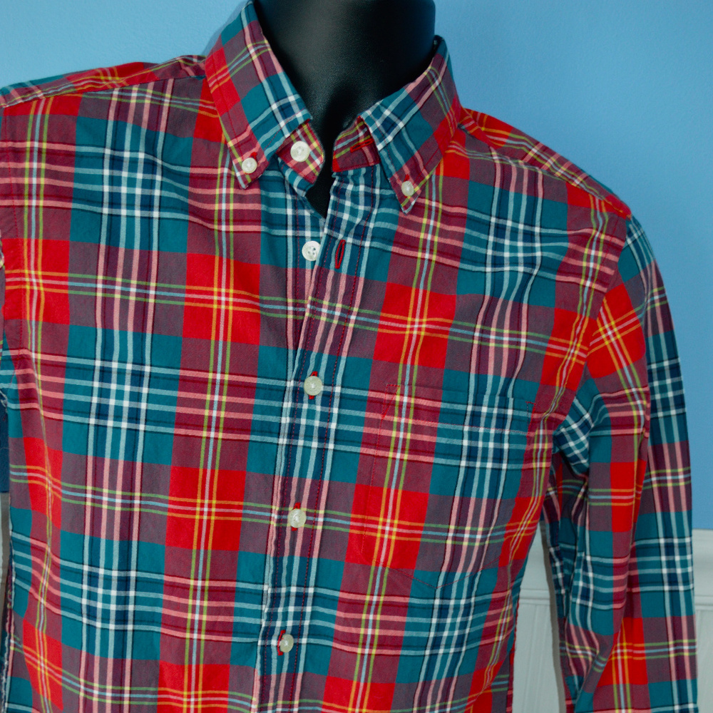 J. CREW PLAID BUTTON FRONT SHIRT SLIM FIT SMALL - Picture 5 of 7